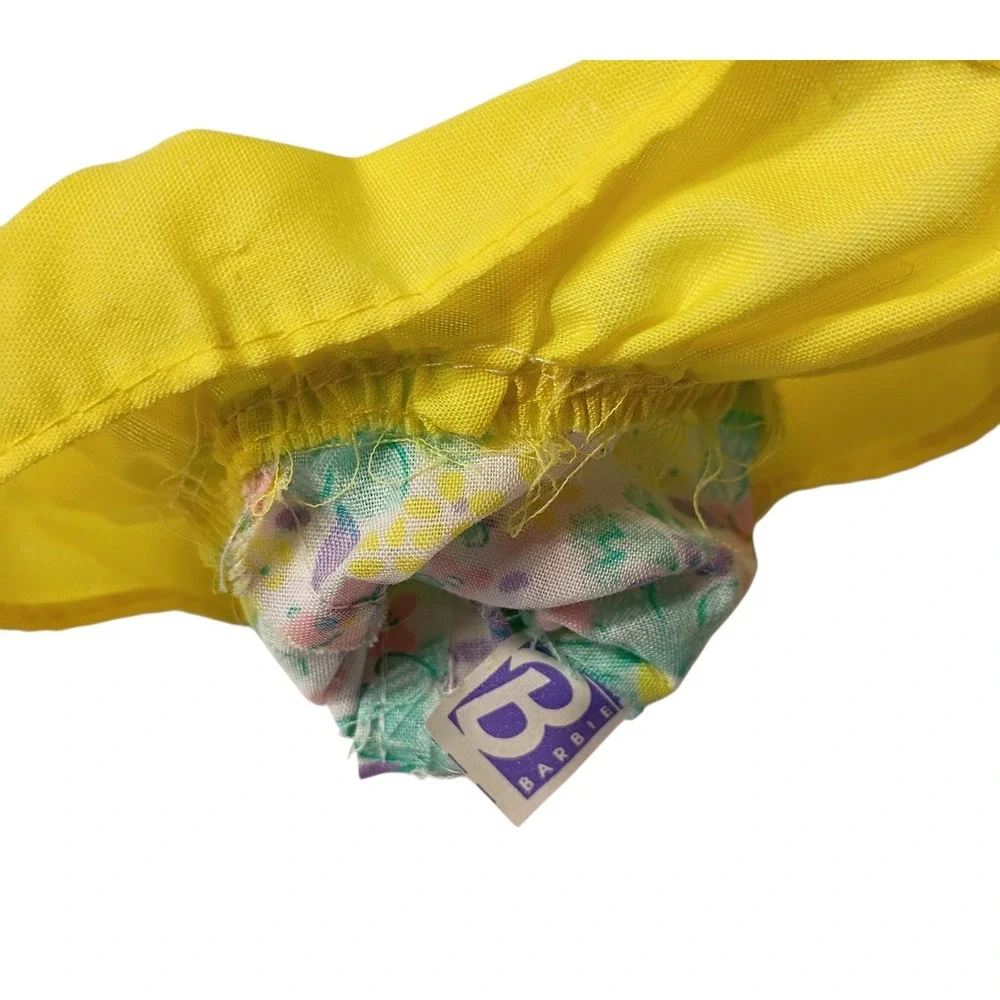 Vintage Genuine‎ Barbie Pastel Floral Yellow Green Dress 90s Purple Label - Picture 5 of 5